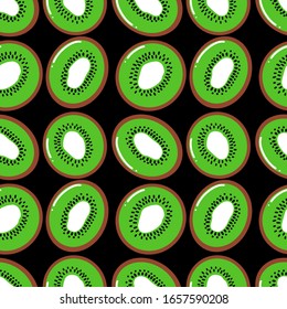 seamless kiwi pattern vector illustration on black background