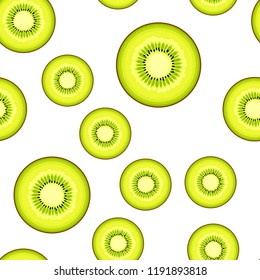 Seamless kiwi vector pattern. Minimalistic food background. Vitamins repeatable texture.