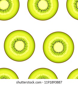 Seamless kiwi vector pattern. Minimalistic food background. Vitamins repeatable texture.