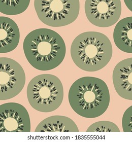 Seamless Kiwifruit Pattern, Hand Drawn Fruit Illustration, Fashionable, Vector Illustration EPS 10.