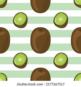 Seamless kiwis vector pattern background wallpaper for kitchen cooking cafe or restaurant menu
