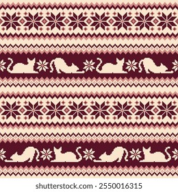 Nahtloses Strickmuster mit niedlichen Katzen im Design,