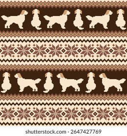 Seamless knit pattern with cute dog design,