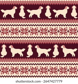 Seamless knit pattern with cute dog design,