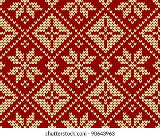 seamless knit pattern, knitted texture Seamless Snowflake Knit  Vector background for textile design. Wallpaper, background.