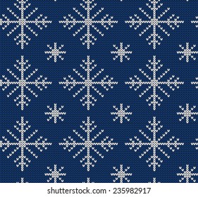 Seamless knit pattern with snowflakes