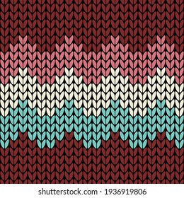 Seamless knit pattern with waves. Knitted background. Vector illustration