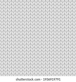 Seamless Knit Pattern. White Knitted Background. Vector Illustration