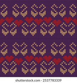 Seamless knitted background Beautiful colorful pair of swans