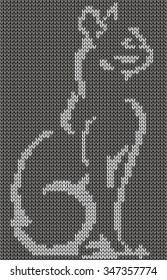 Seamless knitted background - cat. Jacquard pattern. Vector illustration  EPS8.