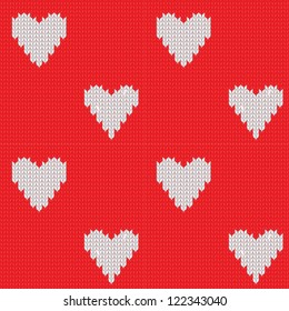 Seamless knitted background with hearts