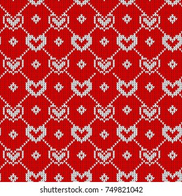 Seamless knitted background with hearts