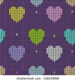seamless knitted background with hearts. EPS 10 vector illustration.