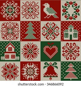 seamless knitted background with snowflakes