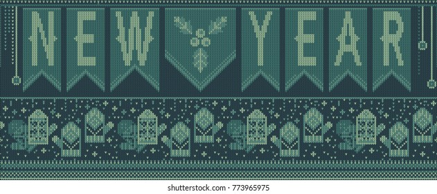 Seamless knitted christmas pattern