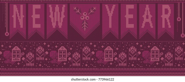 Seamless knitted christmas pattern