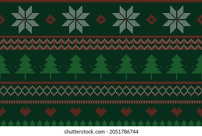 seamless Knitted Christmas pattern vector illustration 