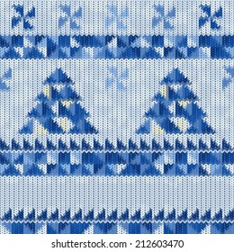 Seamless knitted Christmas pattern, vector illustration.