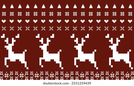 Seamless knitted christmas red and green pattern