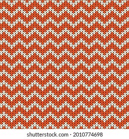 Seamless Knitted Christmas Red White Zig Zag Pattern Vector Illustration