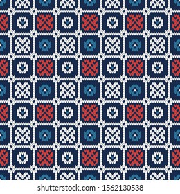 seamless knitted colorful pattern with geometric elements