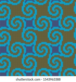 Seamless Knitted Fabric Spiral Repeat Pattern 3 Colour (AI file with embedded pattern swatch and editable global color swatches)