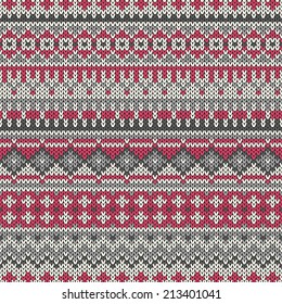 Seamless knitted geometric pattern in traditional Fair Isle style. Vector illustration