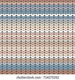 Seamless knitted hand drawn background . Colorful striped winter texture. Vector illustration for Christmas and New Year themes. Knitted fabric pattern