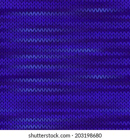 Seamless Knitted Melange Pattern. Blue Violet Color Vector Illustration