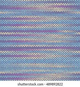 Seamless Knitted Melange Pattern. Blue Yellow Pink Color Vector Illustration