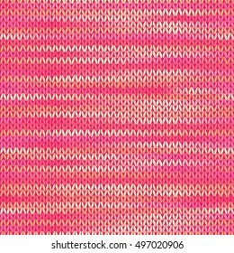 Seamless Knitted Melange Pattern. Pink Yellow Color Vector Illustration