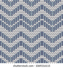 Seamless knitted ornament. Zigzags and lines.