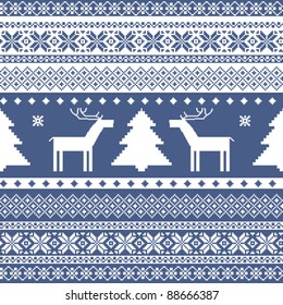 Seamless knitted ornamental pattern traditional christmas motifs