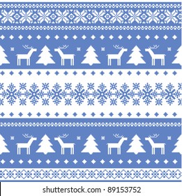 Seamless knitted ornamental pattern traditional christmas motifs