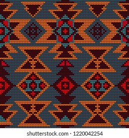 Seamless knitted pattern of ancient Indian peoples.