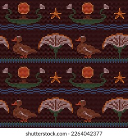 Seamless knitted pattern based on Ancient Egypt.