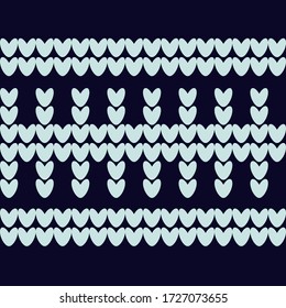 Seamless knitted pattern. Blue. Norwegian drawing. A warm sweater. Vector illustration for web design or print.