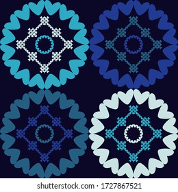 Seamless knitted pattern. Blue. Norwegian drawing. A warm sweater. Vector illustration for web design or print.