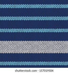 Seamless knitted pattern with blue white stripes 