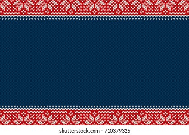 Seamless Knitted Pattern. Christmas and New Year Design Background with a Place for Text. Wool Knitting Texture Imitation