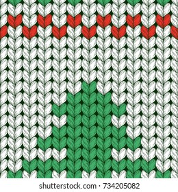 Seamless Knitted Pattern with Christmas tree