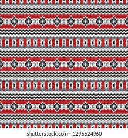Seamless knitted pattern with color horizontal geometric stripes