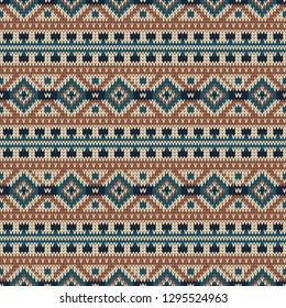 Seamless knitted pattern with color horizontal geometric stripes