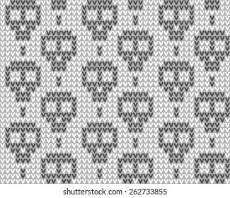 Seamless knitted pattern with Dark Gray Skull. Vector.