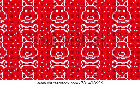 Seamless Knitted Pattern Dog Bone Background Stock Image