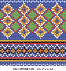 seamless knitted pattern with embroidery