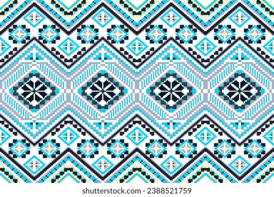seamless knitted pattern. Ethnic pattern designs, ethnic pattern graphics, geometric shapes and flowers are used for weaving. clothing,fabric, embroidery style illustration, Ethnic abstract pixel art