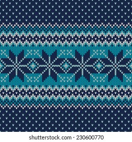 Seamless Knitted Pattern. Festive And Fashionable Sweater Design