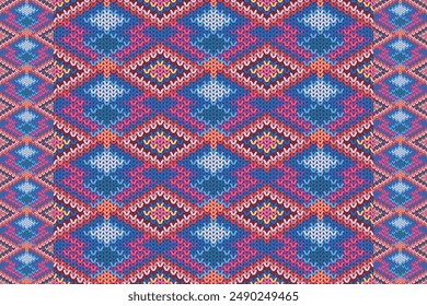 Patrón de punto sin costuras, suéter festivo, diseño Fair Isle, patrón de suéter de Noruega.