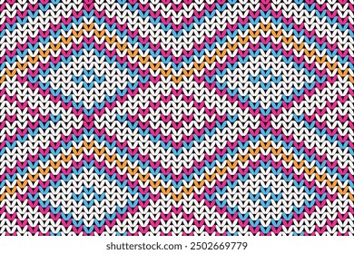 Seamless Knitted Pattern, Festive Sweater Fair Isle Design, Pattern Norway Sweater. knitted pattern. Seamless Knitting Texture.